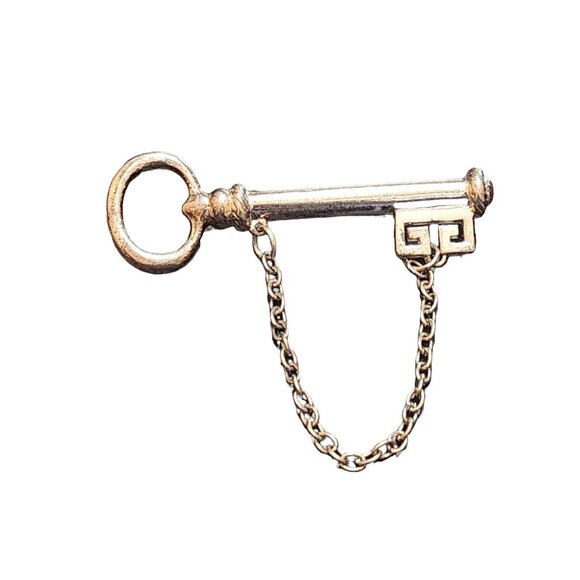 Vintage Signed Givenchy Key And Chain Brooch (A6506) - Picture 1 of 6